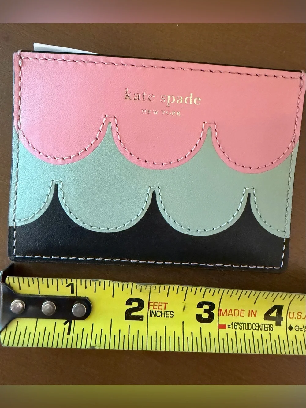 kate spade Scallop Card Holder - Pink, Mint & Black